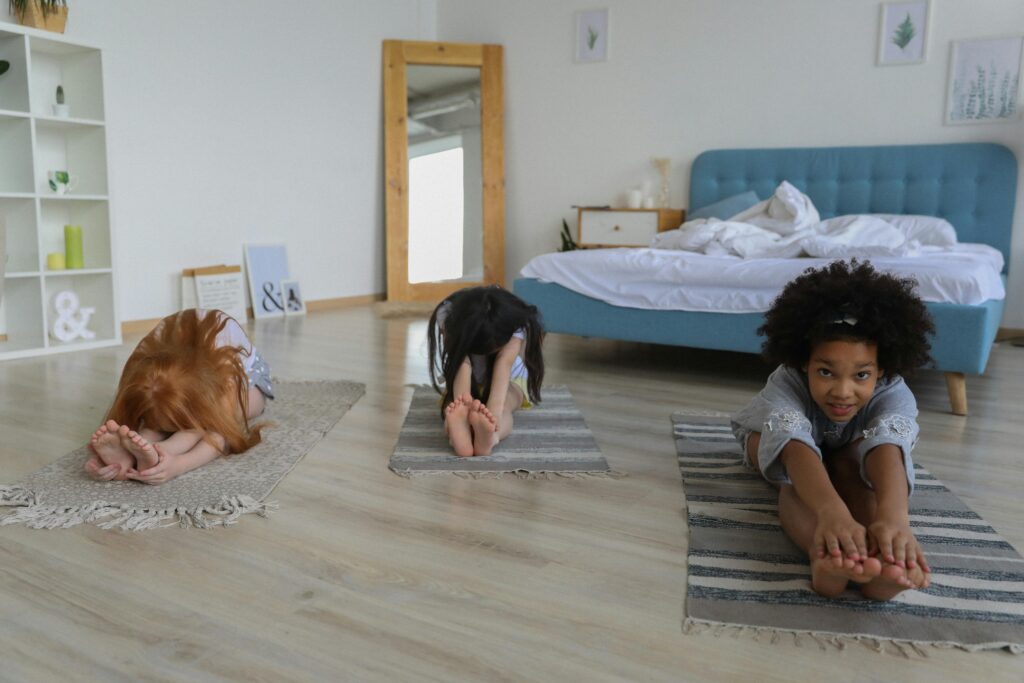 Kids Doing Yoga Pose AT Home